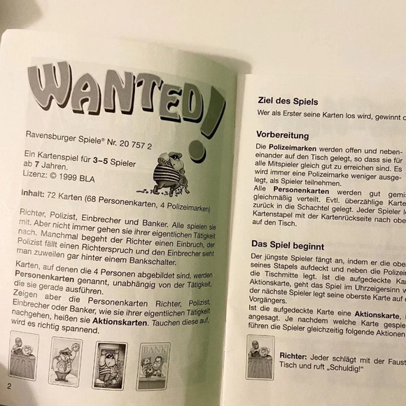 2001  Wanted Card Game Ravensburger Complete - Picture 7 of 10